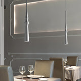 Modern Slim Aluminum Pendant Light with Curved Bamboo Design for Kitchen Island Dining Table