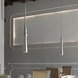 Modern Slim Aluminum Pendant Light with Curved Bamboo Design for Kitchen Island Dining Table