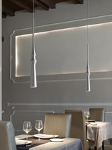 Modern Slim Aluminum Pendant Light with Curved Bamboo Design for Kitchen Island Dining Table