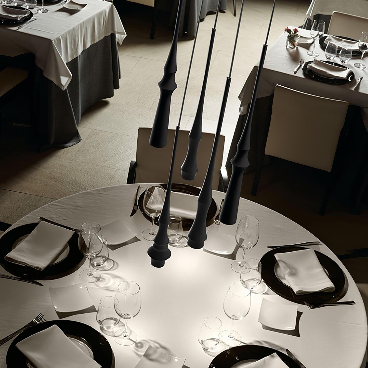 Modern Slim Aluminum Pendant Light with Curved Bamboo Design for Kitchen Island Dining Table