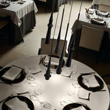 Modern Slim Aluminum Pendant Light with Curved Bamboo Design for Kitchen Island Dining Table