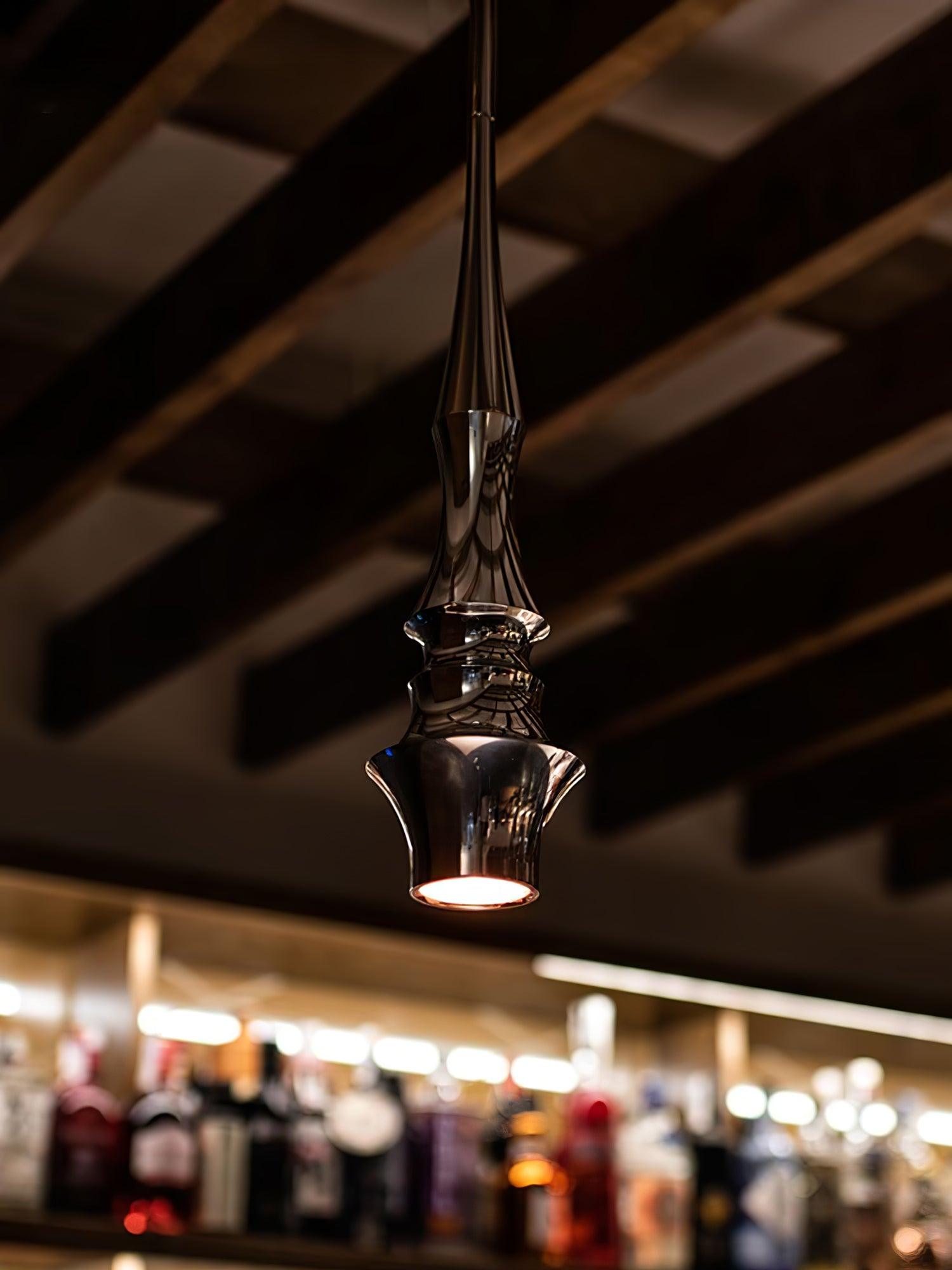 Modern Slim Aluminum Pendant Light with Curved Bamboo Design for Kitchen Island Dining Table