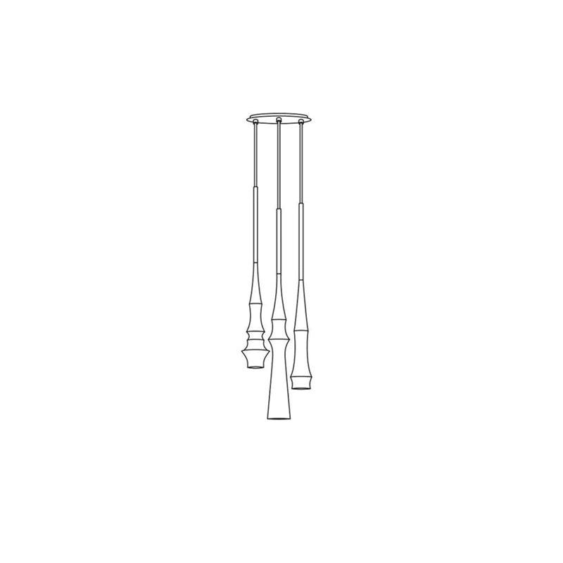 Modern Slim Aluminum Pendant Light with Curved Bamboo Design for Kitchen Island Dining Table