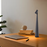 Modern Slim Conical LED Accent Table Lamp Cordless Dimmable Metal Desk Light for Living Room