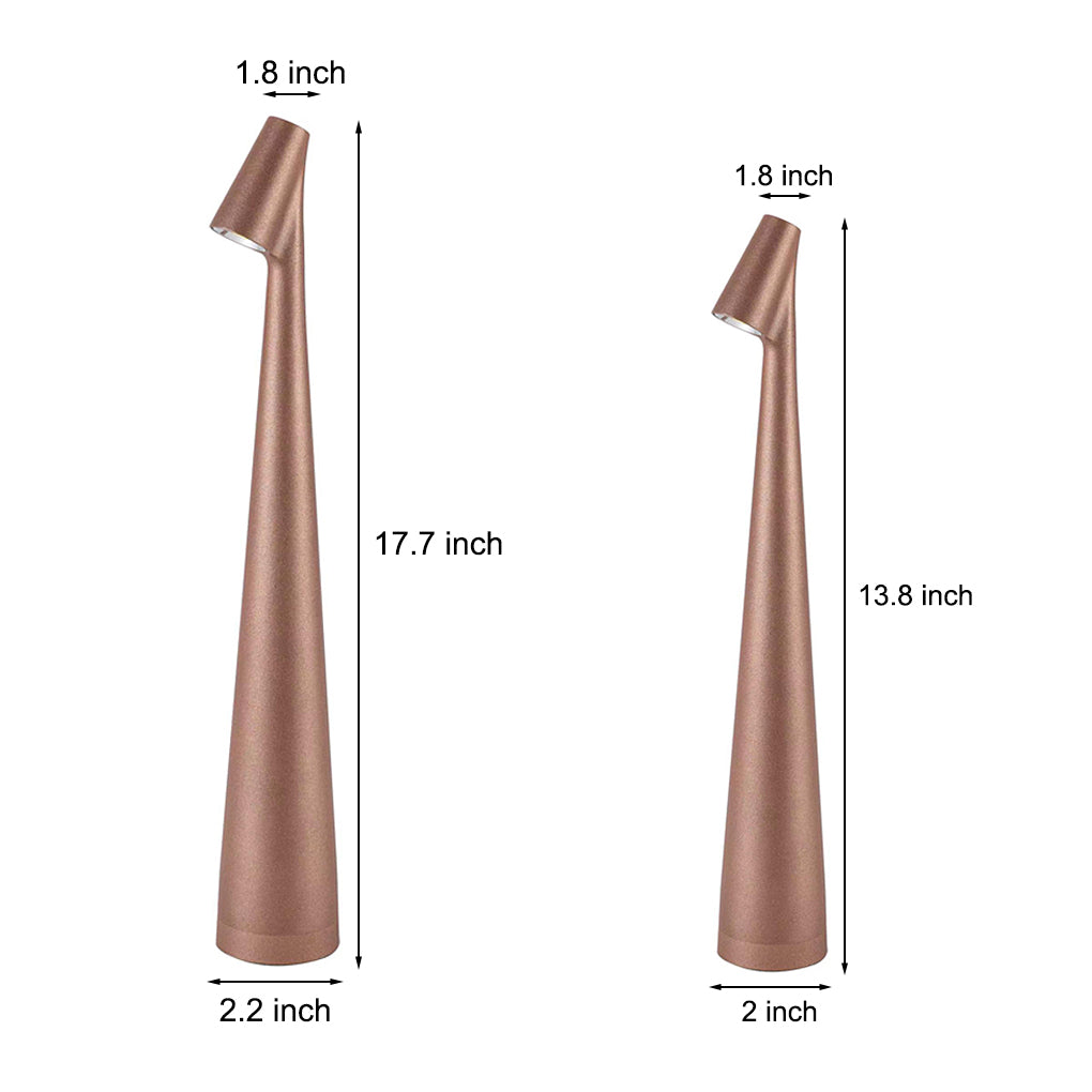 Modern Slim Conical LED Accent Table Lamp Cordless Dimmable Metal Desk Light for Living Room