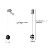 Modern Small Metal Ball LED Pendant Light with 3 Color Dimming and Integrated Spotlight for Bedside Lighting