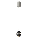 Modern Small Metal Ball LED Pendant Light with 3 Color Dimming and Integrated Spotlight for Bedside Lighting