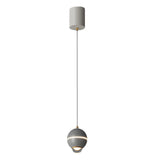 Modern Small Metal Ball LED Pendant Light with 3 Color Dimming and Integrated Spotlight for Bedside Lighting