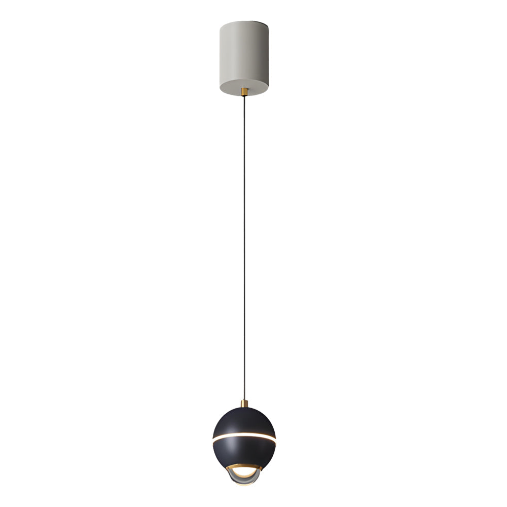 Modern Small Metal Ball LED Pendant Light with 3 Color Dimming and Integrated Spotlight for Bedside Lighting