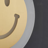 Modern Smiley Face Wall Sconce LED Indoor Light Fixture with Brass Finish and Three Color Modes