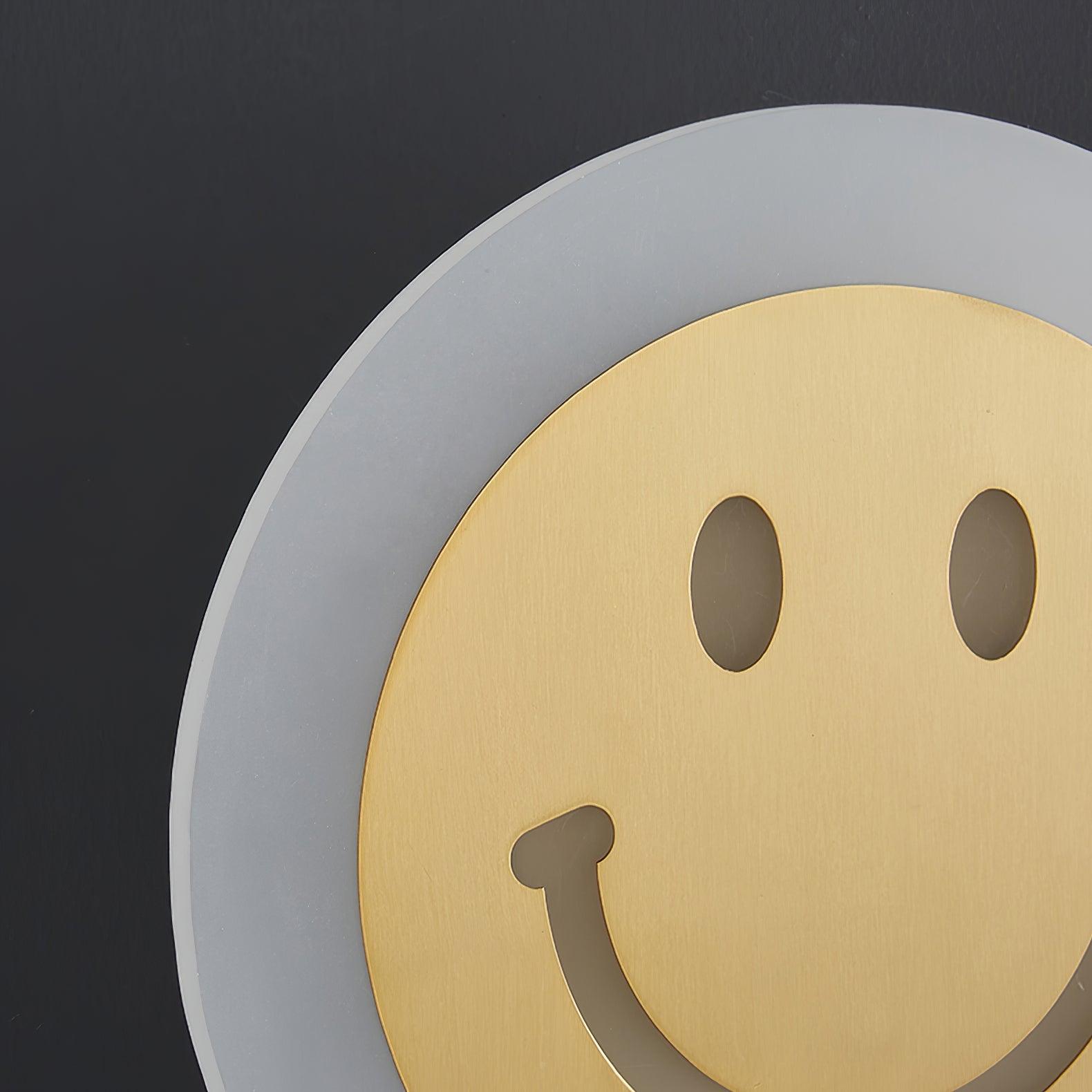 Modern Smiley Face Wall Sconce LED Indoor Light Fixture with Brass Finish and Three Color Modes