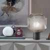 Modern Smoke Glass Orb Table Lamp with Nordic Cylinder Base for Bedroom and Living Room