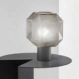 Modern Smoke Glass Orb Table Lamp with Nordic Cylinder Base for Bedroom and Living Room