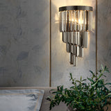 Modern Smoke Gray Crystal Wall Sconce LED Indoor Light with 3 Step Dimming