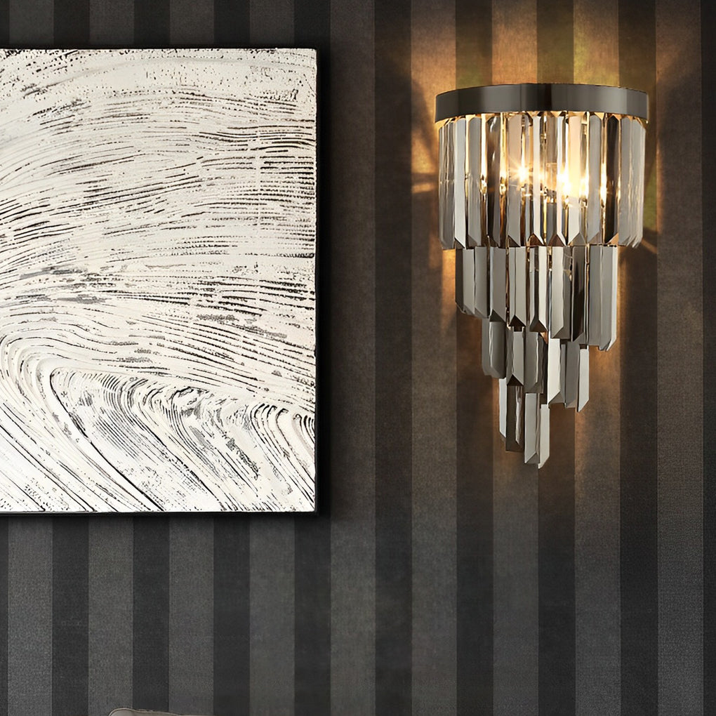 Modern Smoke Gray Crystal Wall Sconce LED Indoor Light with 3 Step Dimming