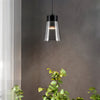 Modern Smoke Gray Glass COB LED Pendant Light Minimalist Hanging Lamp for Bedroom and Dining Room
