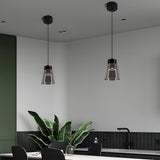 Modern Smoke Gray Glass COB LED Pendant Light Minimalist Hanging Lamp for Bedroom and Dining Room