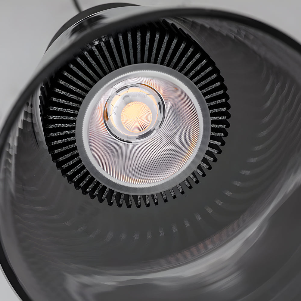 Modern Smoke Gray Glass COB LED Pendant Light Minimalist Hanging Lamp for Bedroom and Dining Room