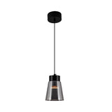 Modern Smoke Gray Glass COB LED Pendant Light Minimalist Hanging Lamp for Bedroom and Dining Room