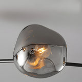 Modern Smoke Gray Glass Molecule Chandelier with Matte Black Metal Arms for Dining Room