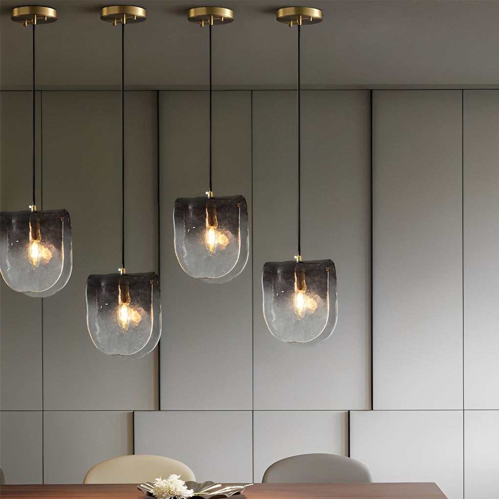 Modern Smoke Gray Gradient Glass Pendant Light LED Small Chandelier for Dining Room and Bedside