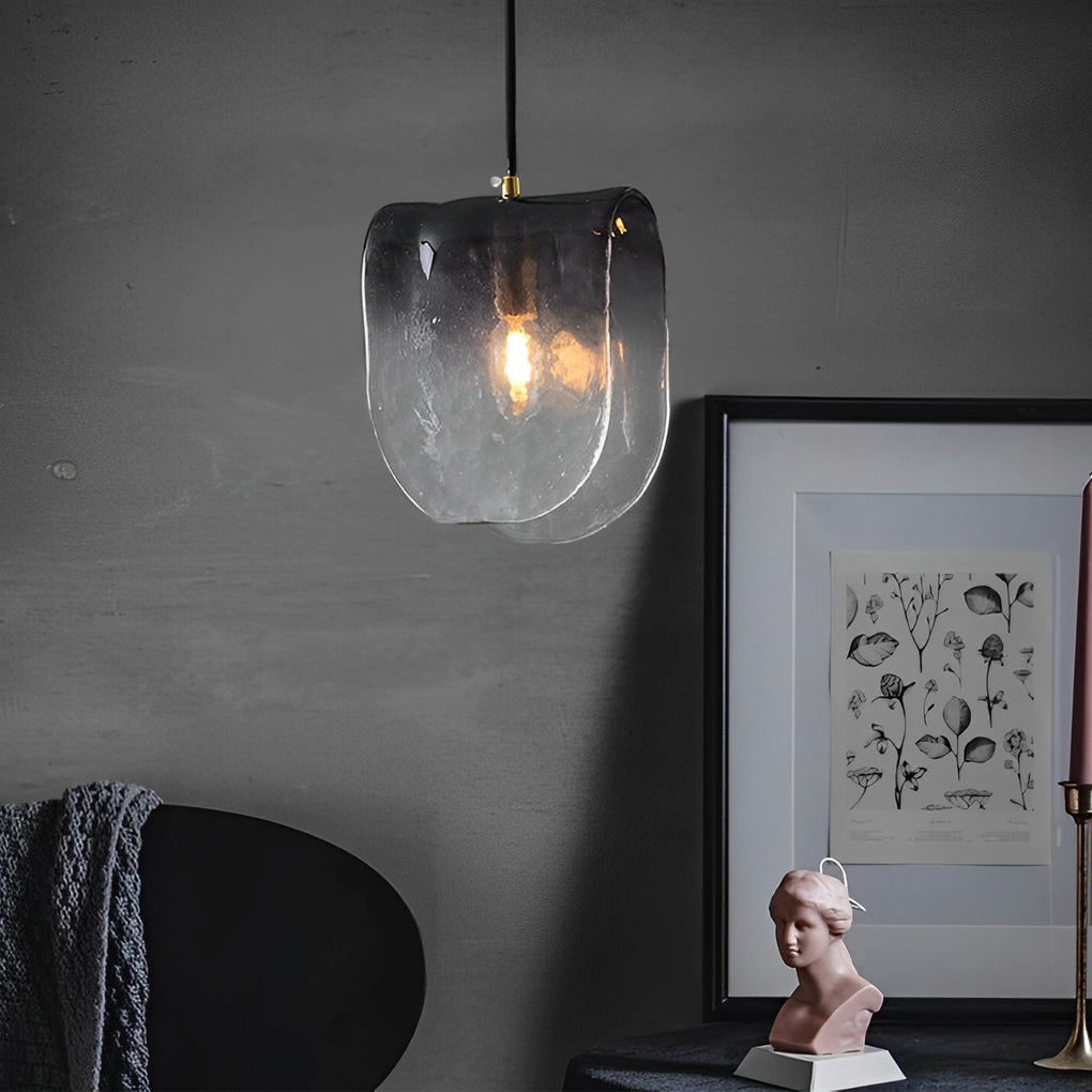 Modern Smoke Gray Gradient Glass Pendant Light LED Small Chandelier for Dining Room and Bedside