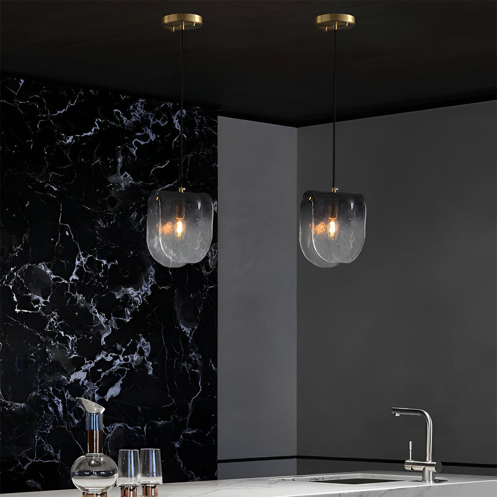 Modern Smoke Gray Gradient Glass Pendant Light LED Small Chandelier for Dining Room and Bedside