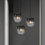 Modern Smoke Gray Gradient Glass Pendant Light LED Small Chandelier for Dining Room and Bedside