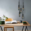 Modern Smoke Gray Linear Glass Pendant Light Copper Chandelier for Dining Room and Living Room