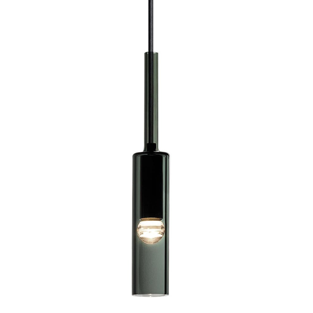 Modern Smoke Gray Linear Glass Pendant Light Copper Chandelier for Dining Room and Living Room