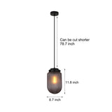 Modern Smoke Gray Pinecone Ribbed Glass Pendant Light Contemporary Single Bulb Hanging Ceiling Fixture