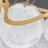 Modern Smoke Gray Round Glass Chandelier Creative Art Iron LED Pendant Light for Living Room