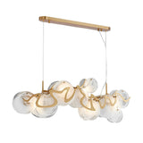 Modern Smoke Gray Round Glass Chandelier Creative Art Iron LED Pendant Light for Living Room