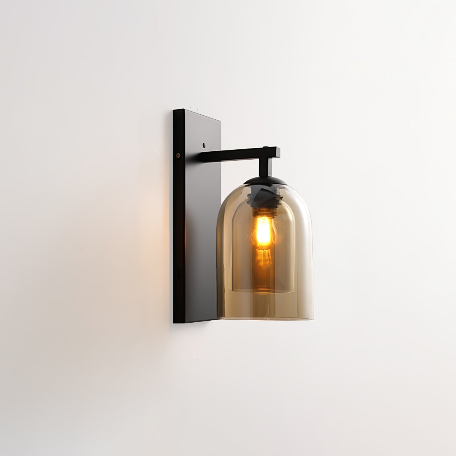 Modern Smoke Grey Amber Glass Tubular Wall Sconce Indoor Lighting Fixture