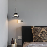 Modern Smoked Gray Glass Pendant Light LED Island Chandelier Geometric Black Ceiling Hanging Lamp