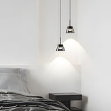 Modern Smoked Gray Glass Pendant Light LED Island Chandelier Geometric Black Ceiling Hanging Lamp