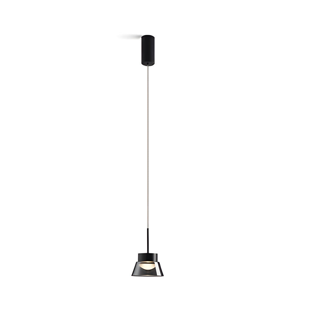 Modern Smoked Gray Glass Pendant Light LED Island Chandelier Geometric Black Ceiling Hanging Lamp