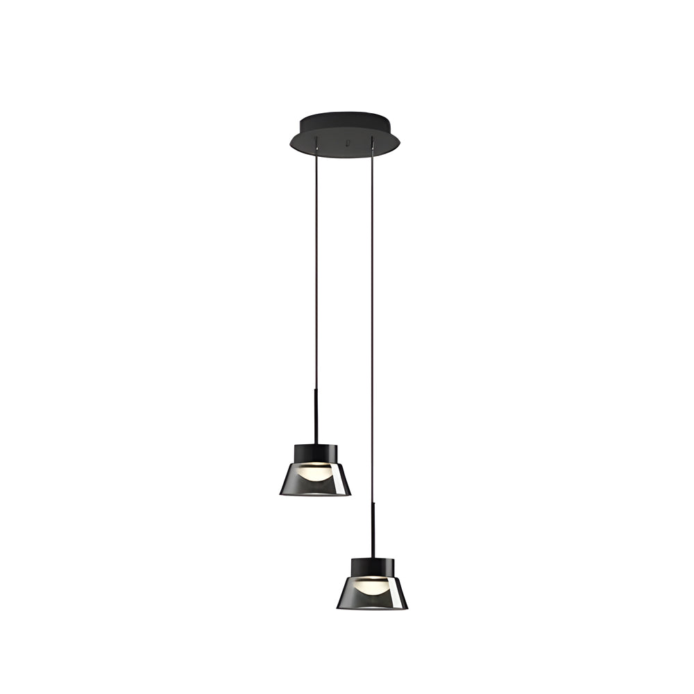 Modern Smoked Gray Glass Pendant Light LED Island Chandelier Geometric Black Ceiling Hanging Lamp