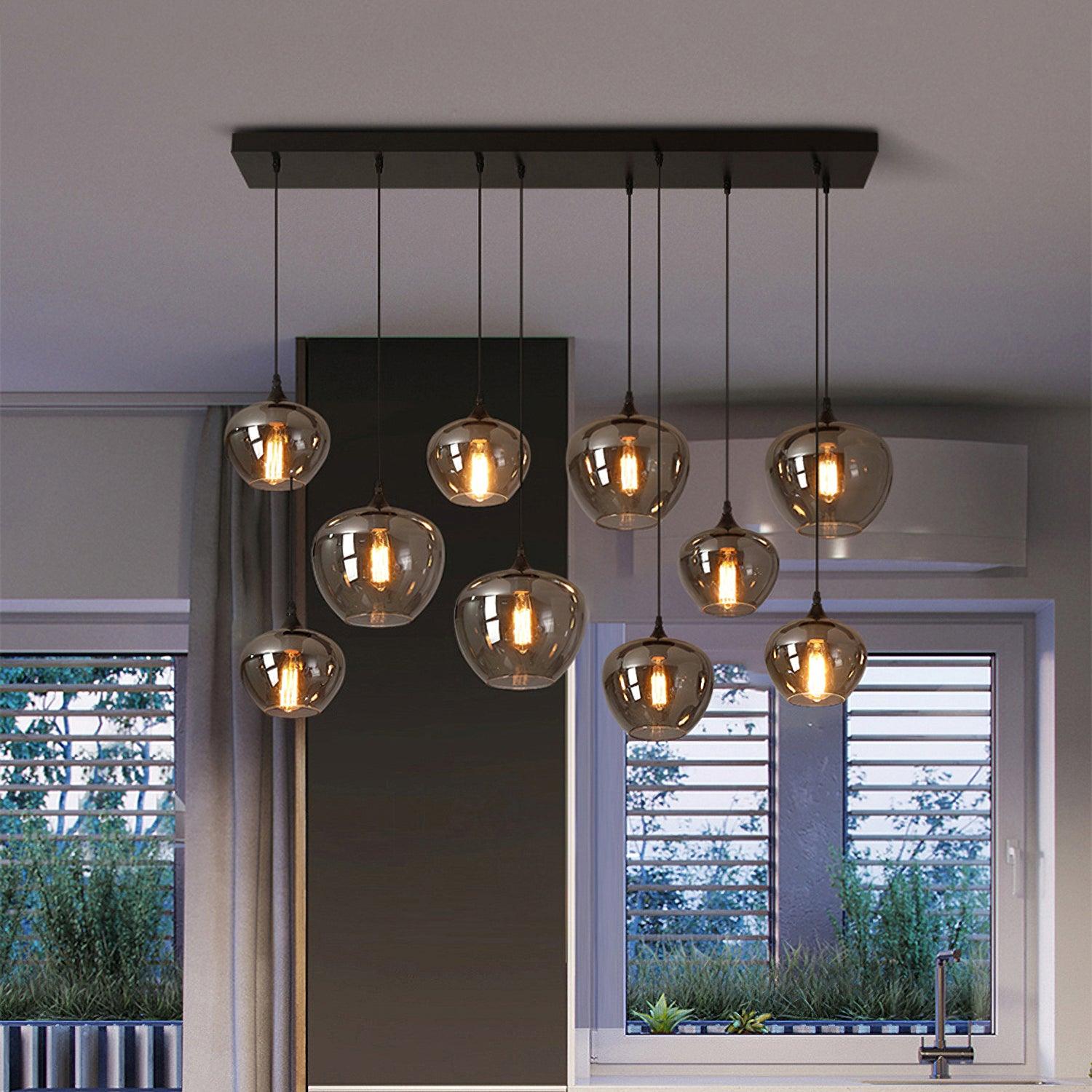 Modern Smoky Gray Bottle Glass Pendant Light Fixture for Dining Room and Kitchen