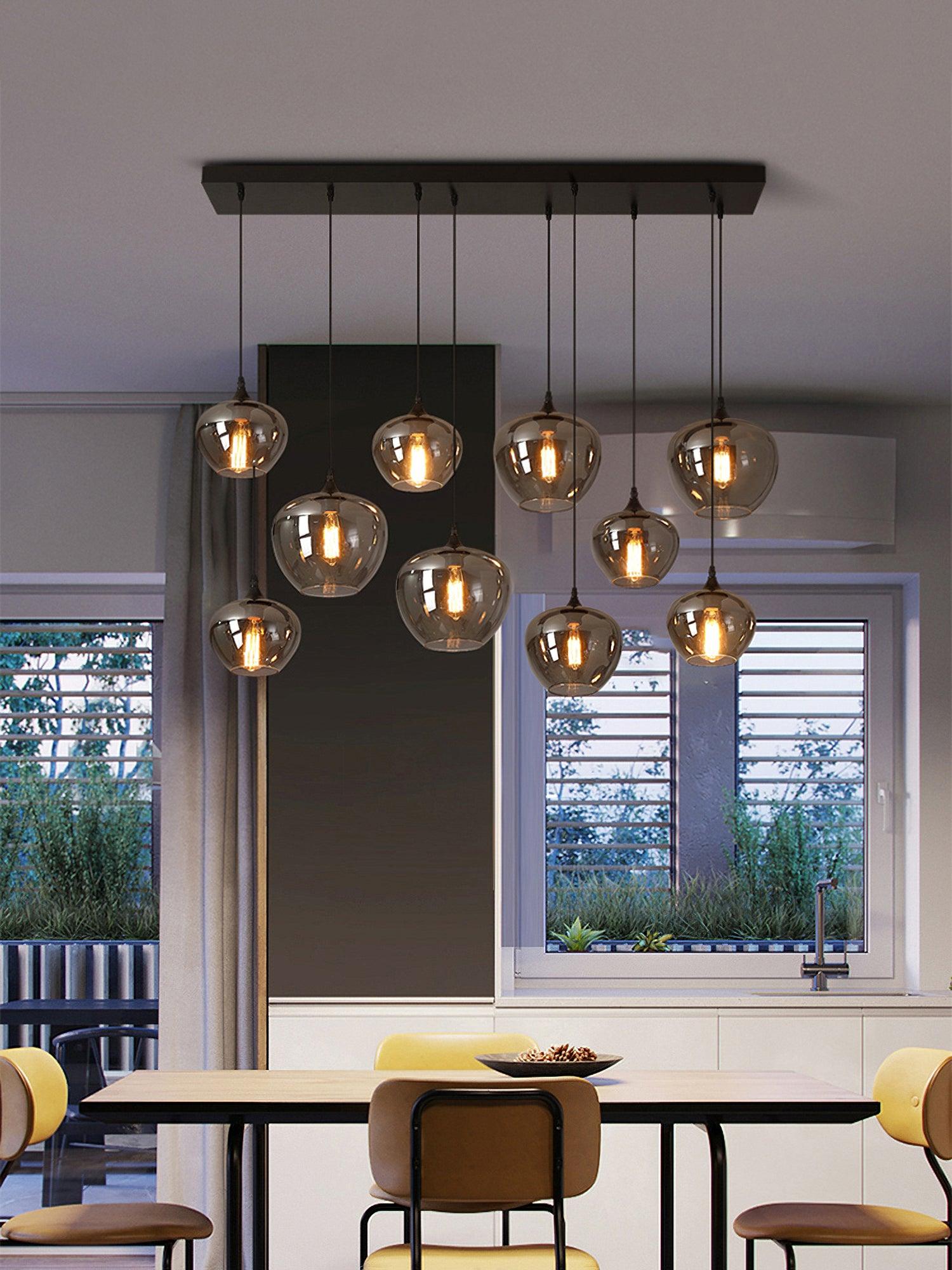 Modern Smoky Gray Bottle Glass Pendant Light Fixture for Dining Room and Kitchen
