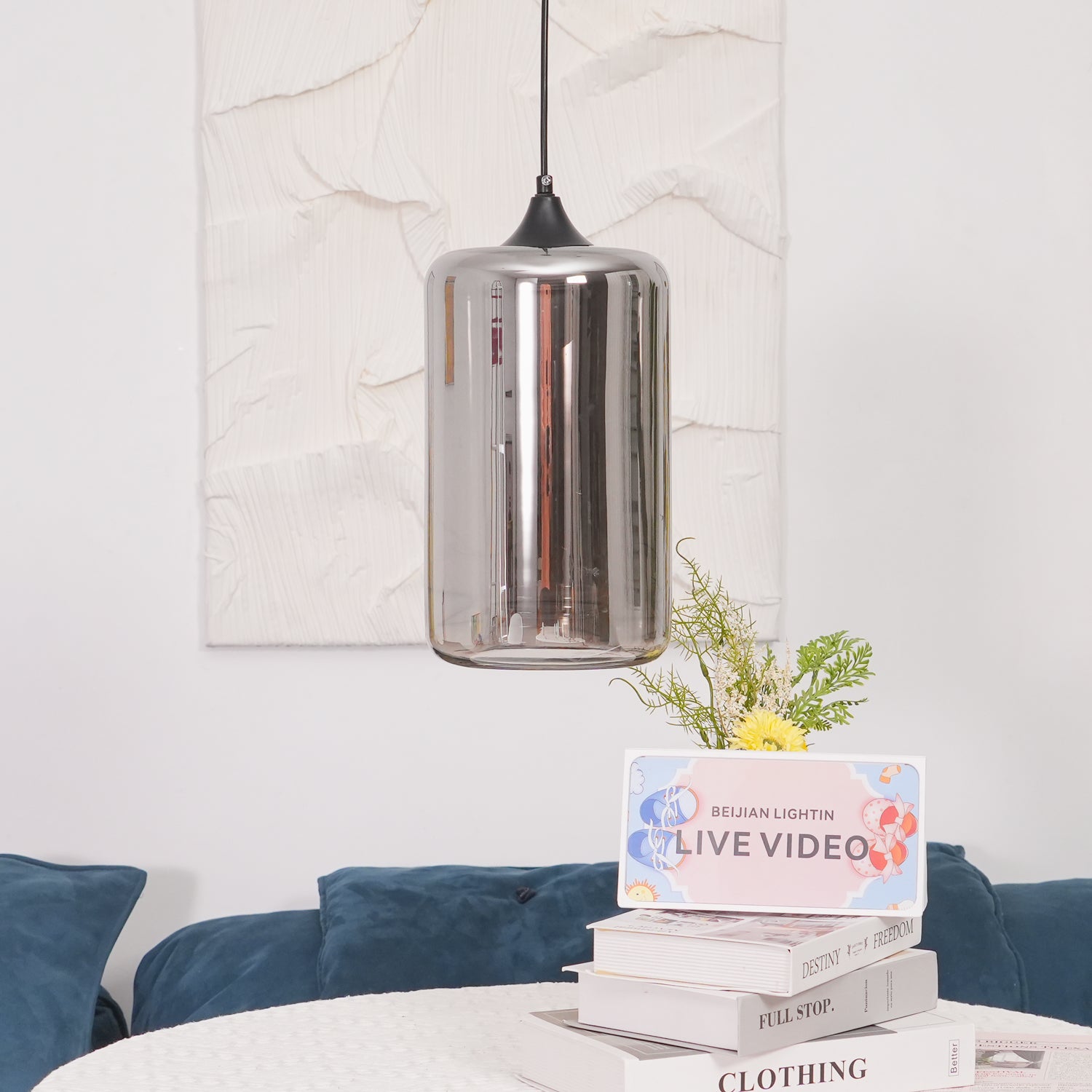 Modern Smoky Gray Bottle Glass Pendant Light Fixture for Dining Room and Kitchen