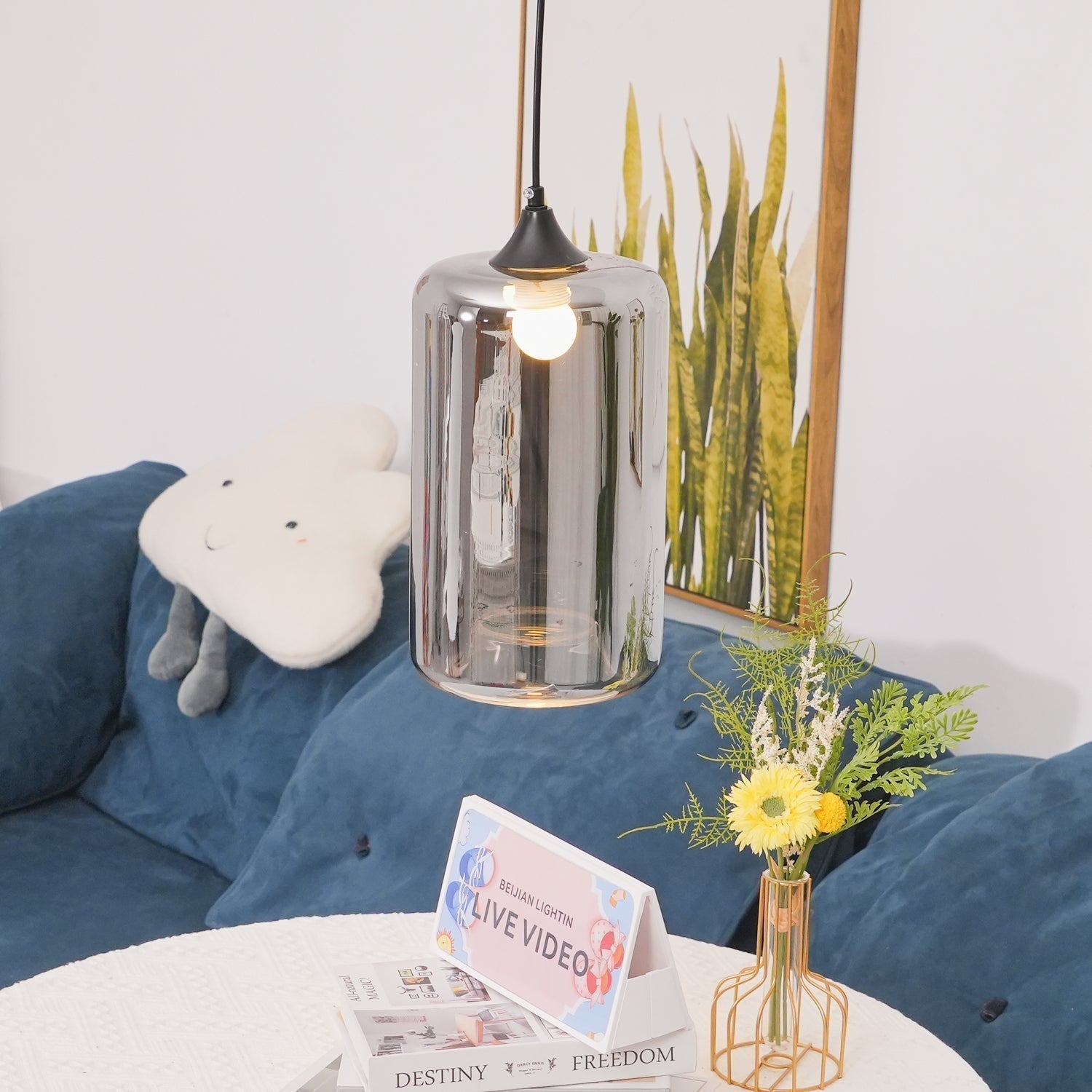 Modern Smoky Gray Bottle Glass Pendant Light Fixture for Dining Room and Kitchen