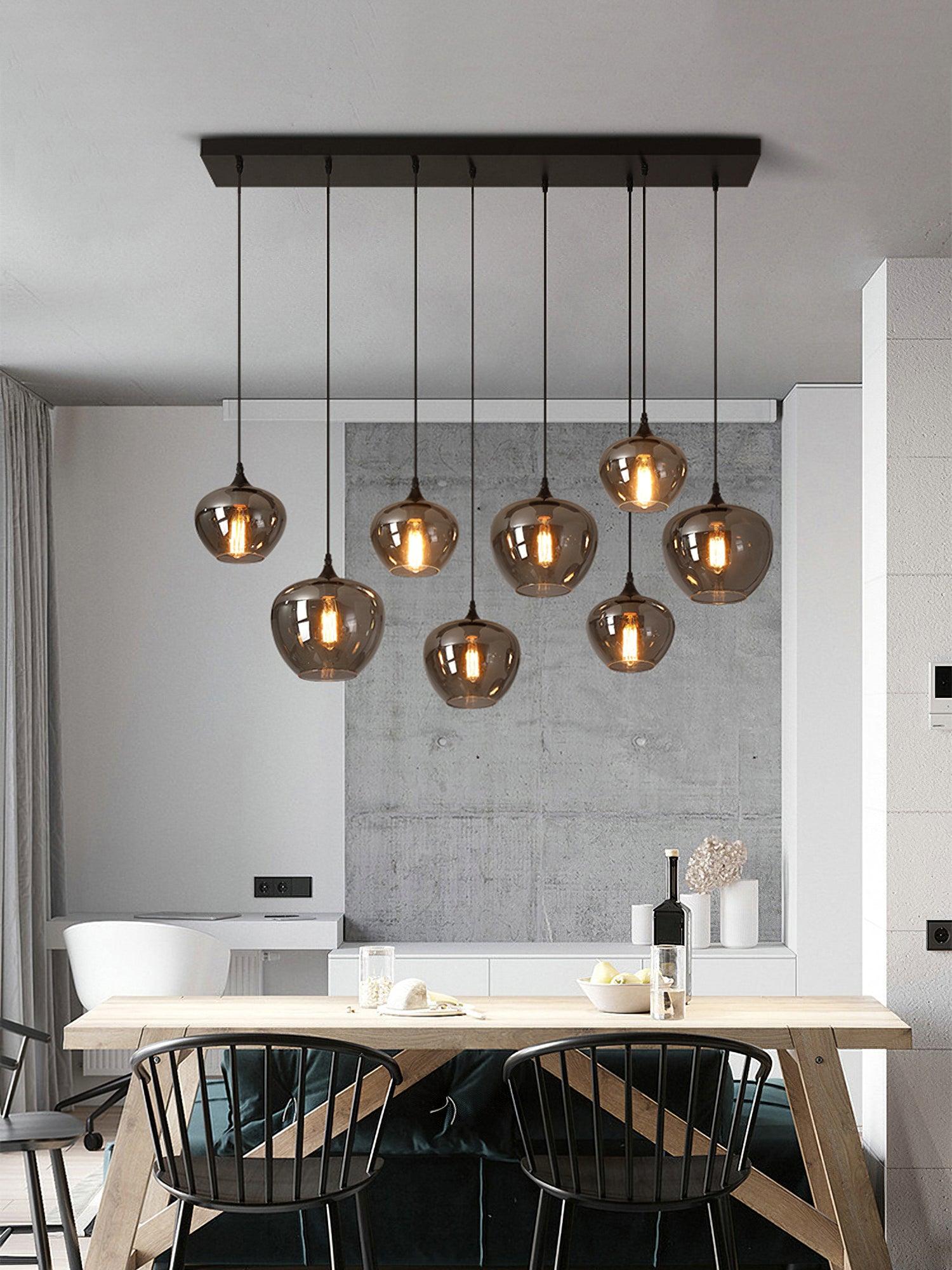 Modern Smoky Gray Bottle Glass Pendant Light Fixture for Dining Room and Kitchen