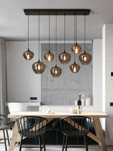 Modern Smoky Gray Bottle Glass Pendant Light Fixture for Dining Room and Kitchen