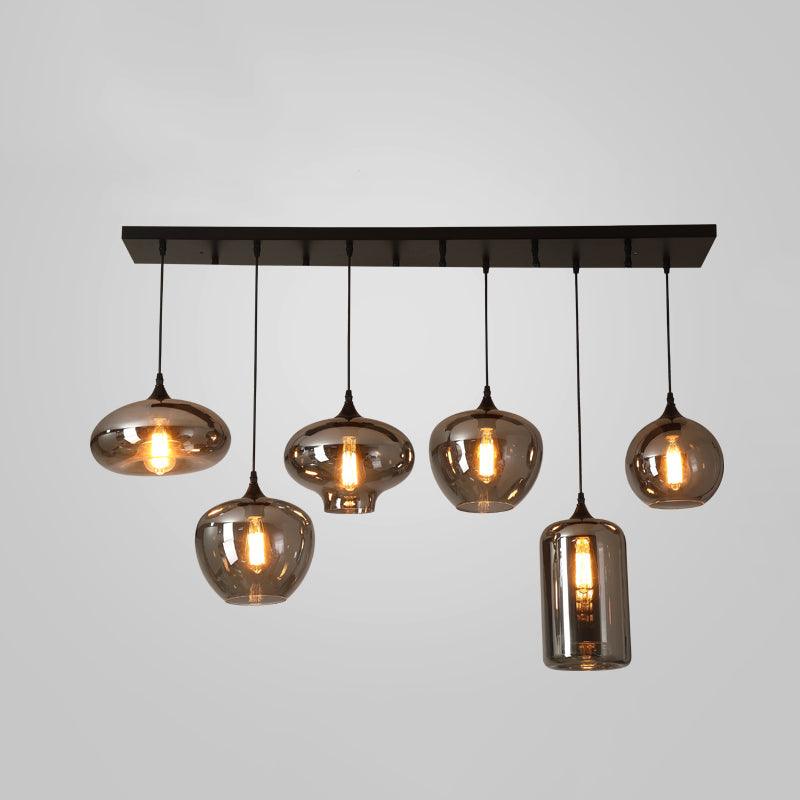 Modern Smoky Gray Bottle Glass Pendant Light Fixture for Dining Room and Kitchen