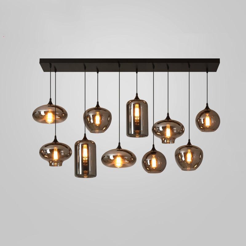 Modern Smoky Gray Bottle Glass Pendant Light Fixture for Dining Room and Kitchen