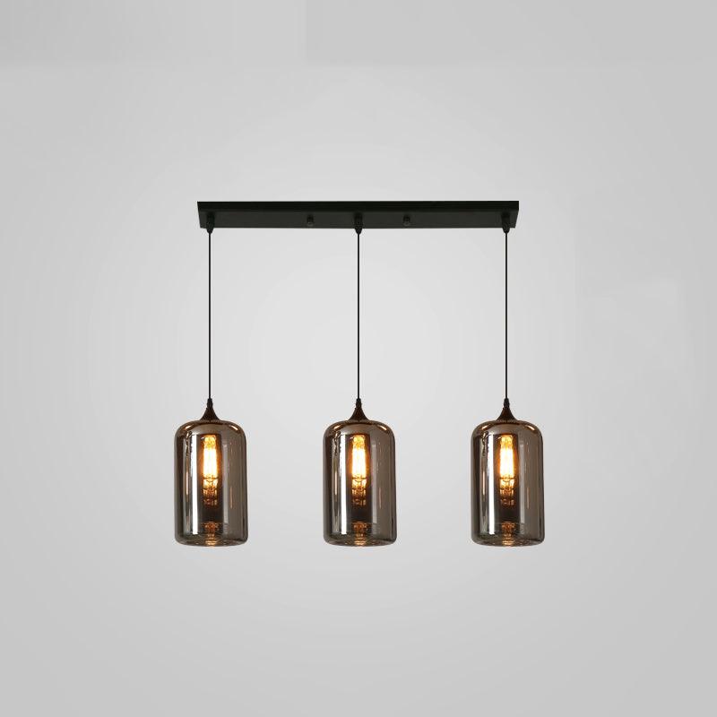 Modern Smoky Gray Bottle Glass Pendant Light Fixture for Dining Room and Kitchen