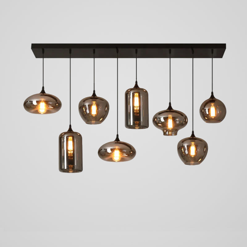 Modern Smoky Gray Bottle Glass Pendant Light Fixture for Dining Room and Kitchen