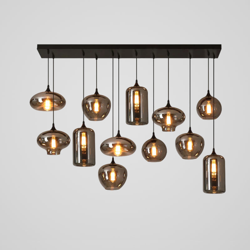Modern Smoky Gray Bottle Glass Pendant Light Fixture for Dining Room and Kitchen