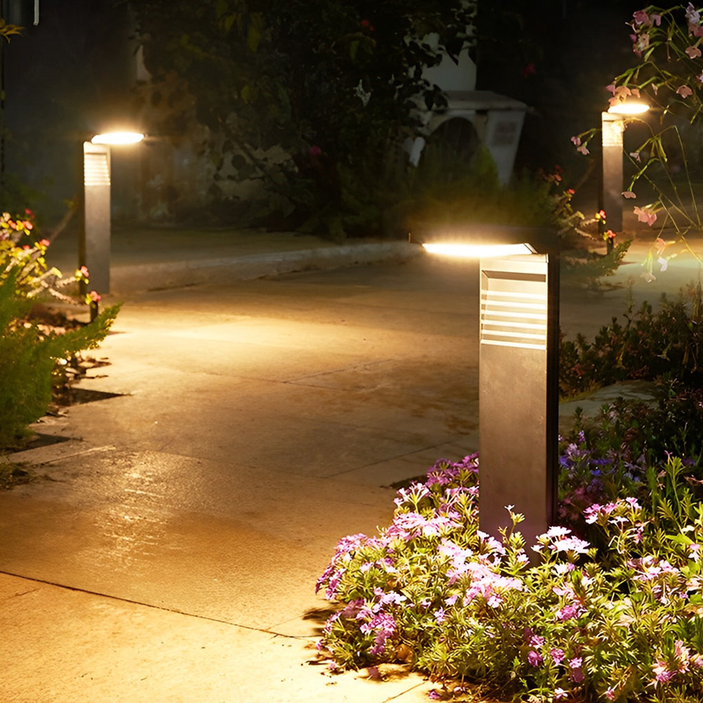 Modern Solar LED Landscape Pathway Lights Waterproof Outdoor Garden Lawn Path Lamp in Black